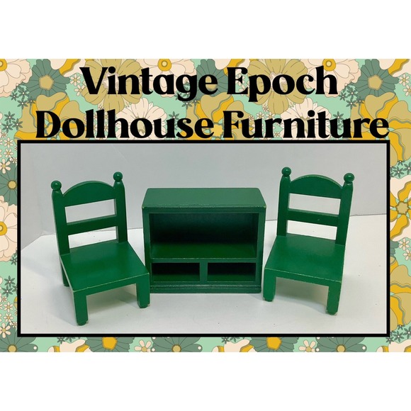 Epoch Other - Vintage Epoch Dollhouse‎ Furniture Lot 2 Chairs  Plus Shelf Taiwan